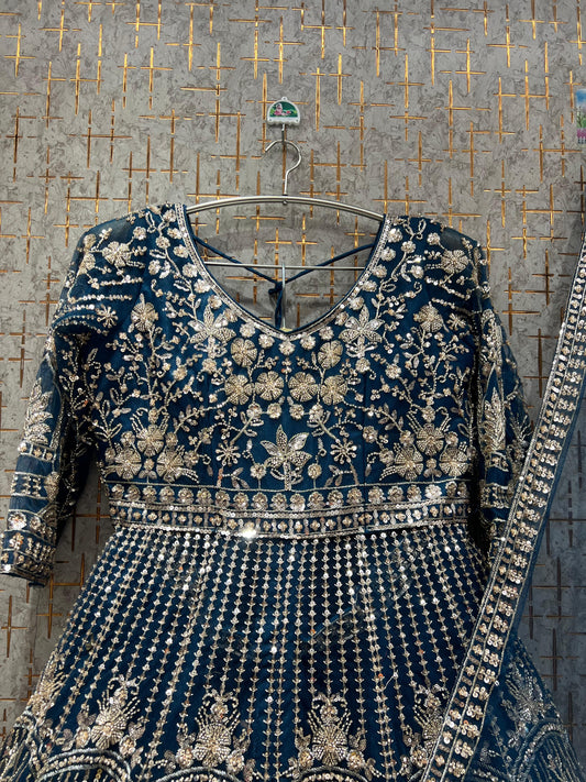 Astonishing Blue Farshi garara muslim Bride Special Dress