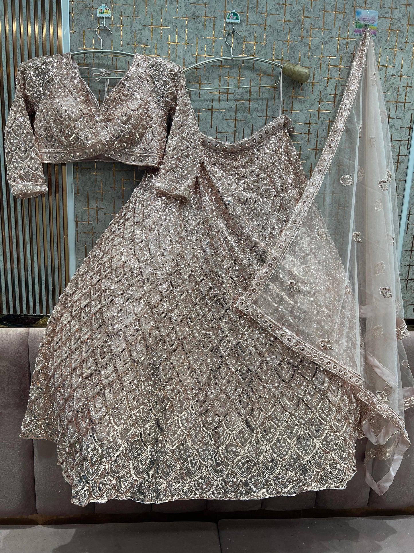 Lovely Blue on Blue Monotone Crop Top Lehenga