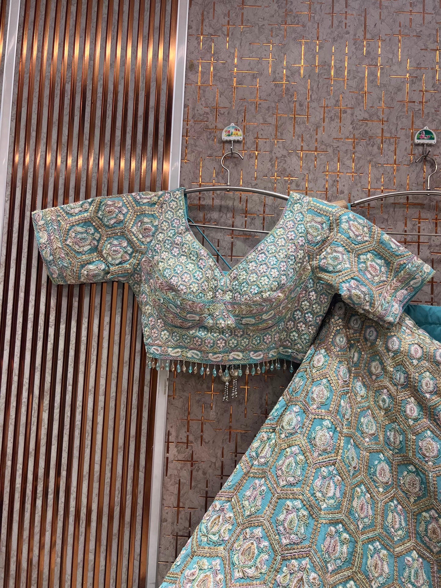 Sea Green Crop Top Lehenga