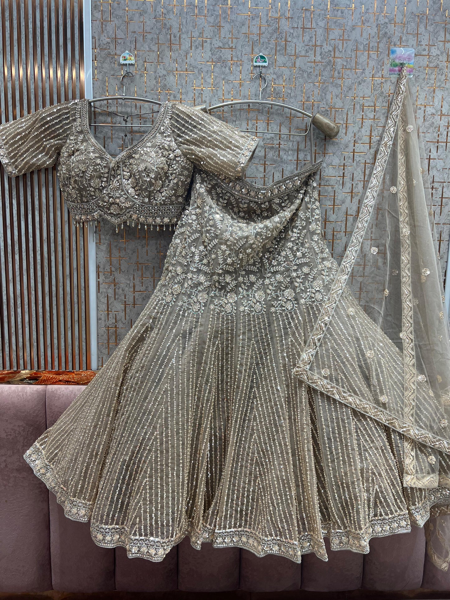 Pretty Rust Brown Fish Cut  Crop Top crop top Lehenga