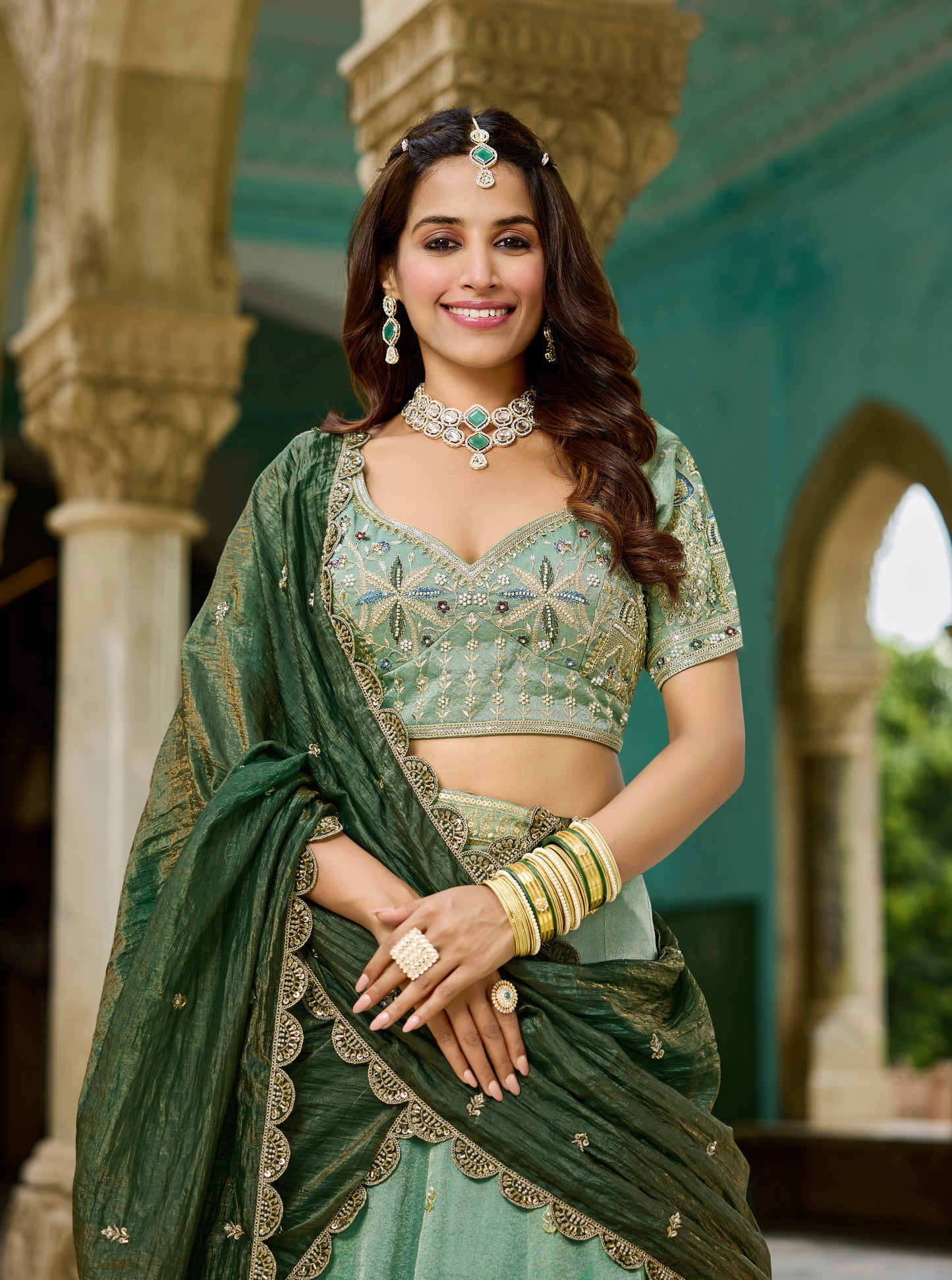 Lovely Pista green Crop top Lehenga 1212