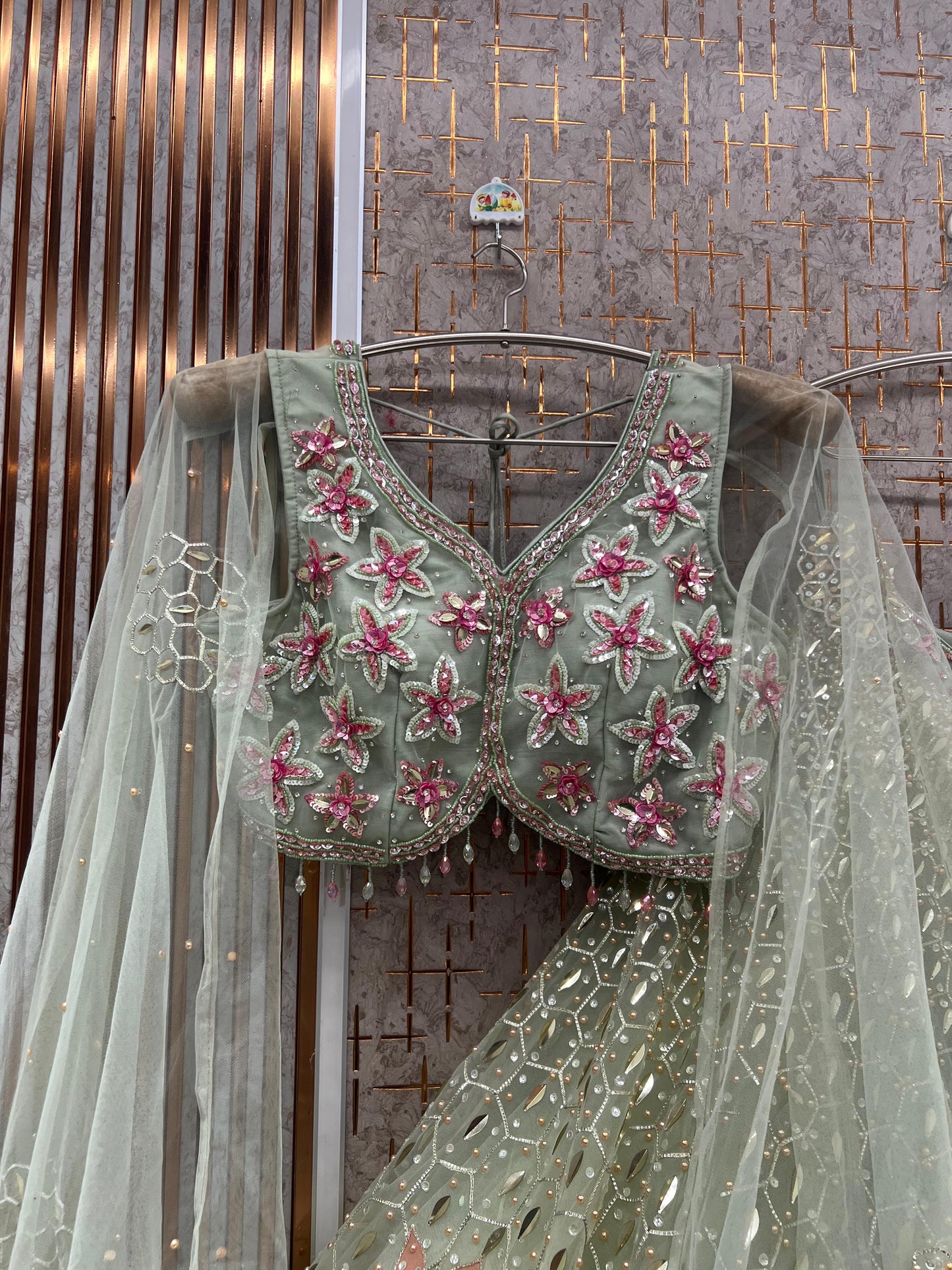 Peach Pdp Crop Top Lehenga - Shopping World