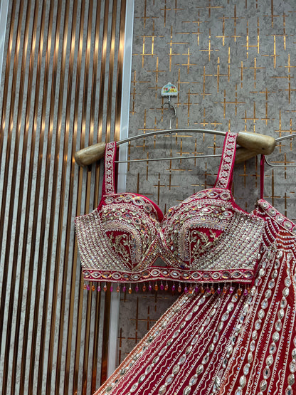 Hot pink Crop Top Lehenga - Shopping World