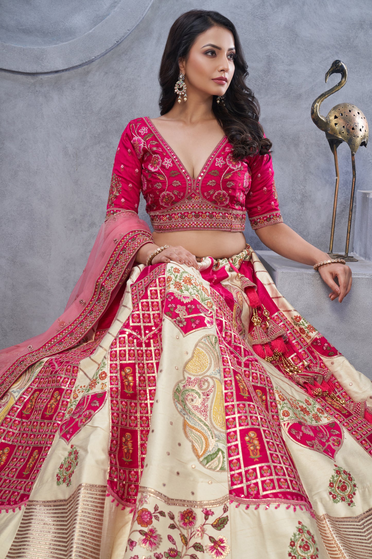 Beautiful off white pink lehenga