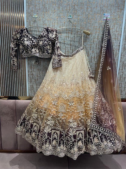 Engaging Sky blue Double Shade Crop top Lehenga