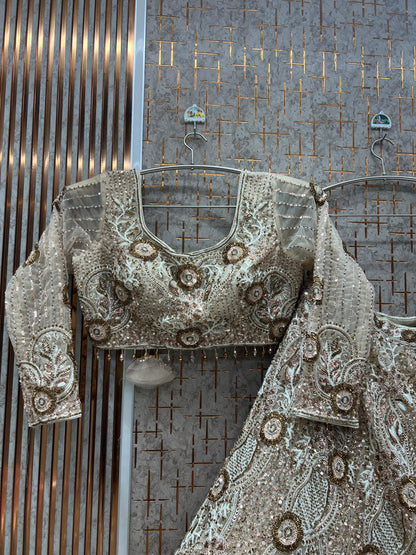 Brown Crop Top Lehenga