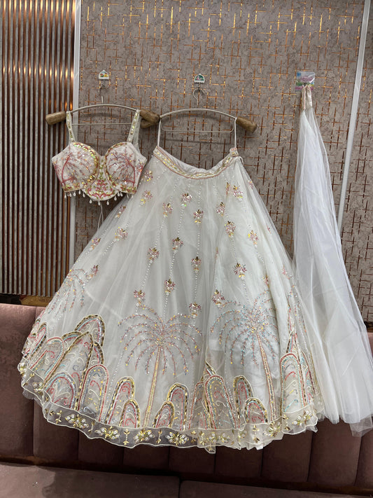 White Crop Top Lehenga