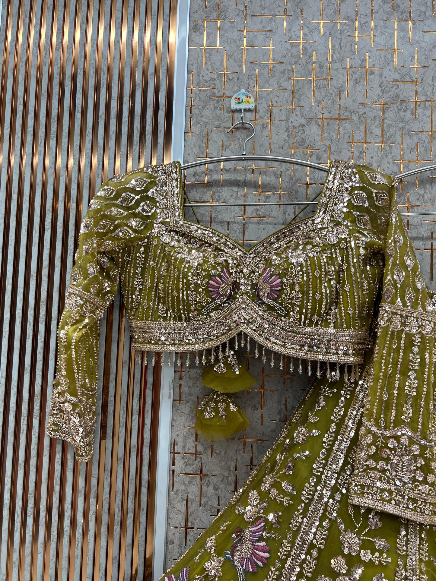 Baby pink peacock Crop Top Lehenga