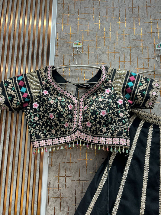 Something different Black Crop Top Lehenga