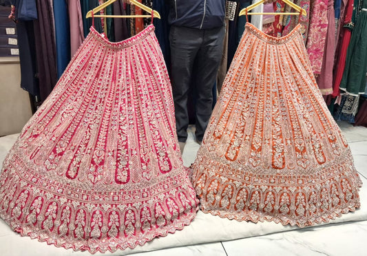 Orange Peach Crop Top Lehenga