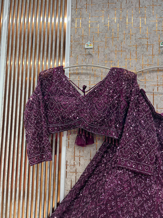 Purple on purple Monotone Crop top Lehenga