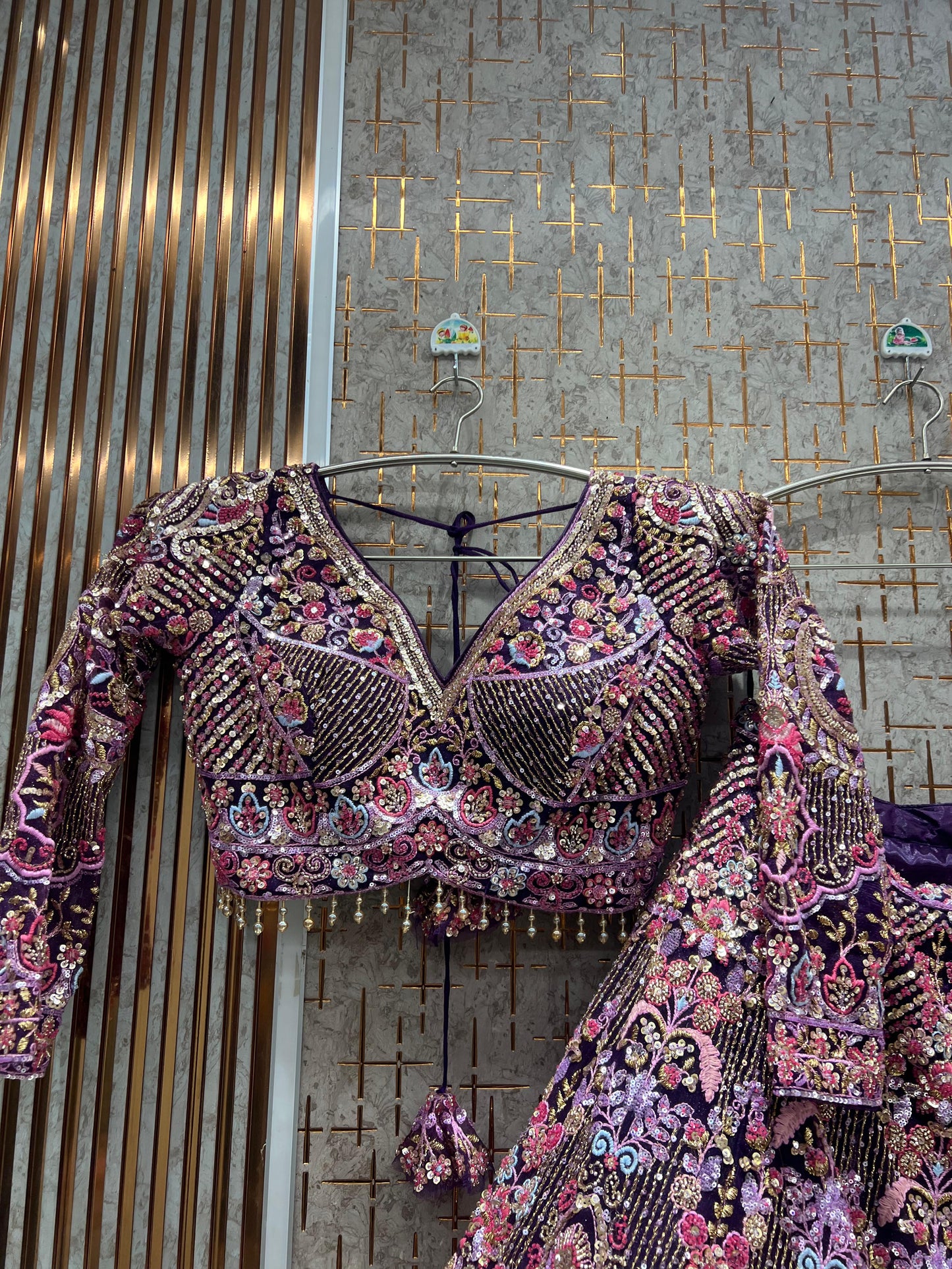 Dark Blue Crop Top Ready to wear Lehenga