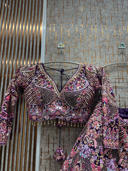 Dark Blue Crop Top Ready to wear Lehenga