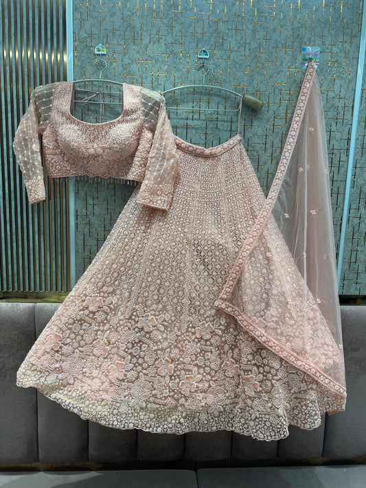 Pink Floral Crop Top Lehenga