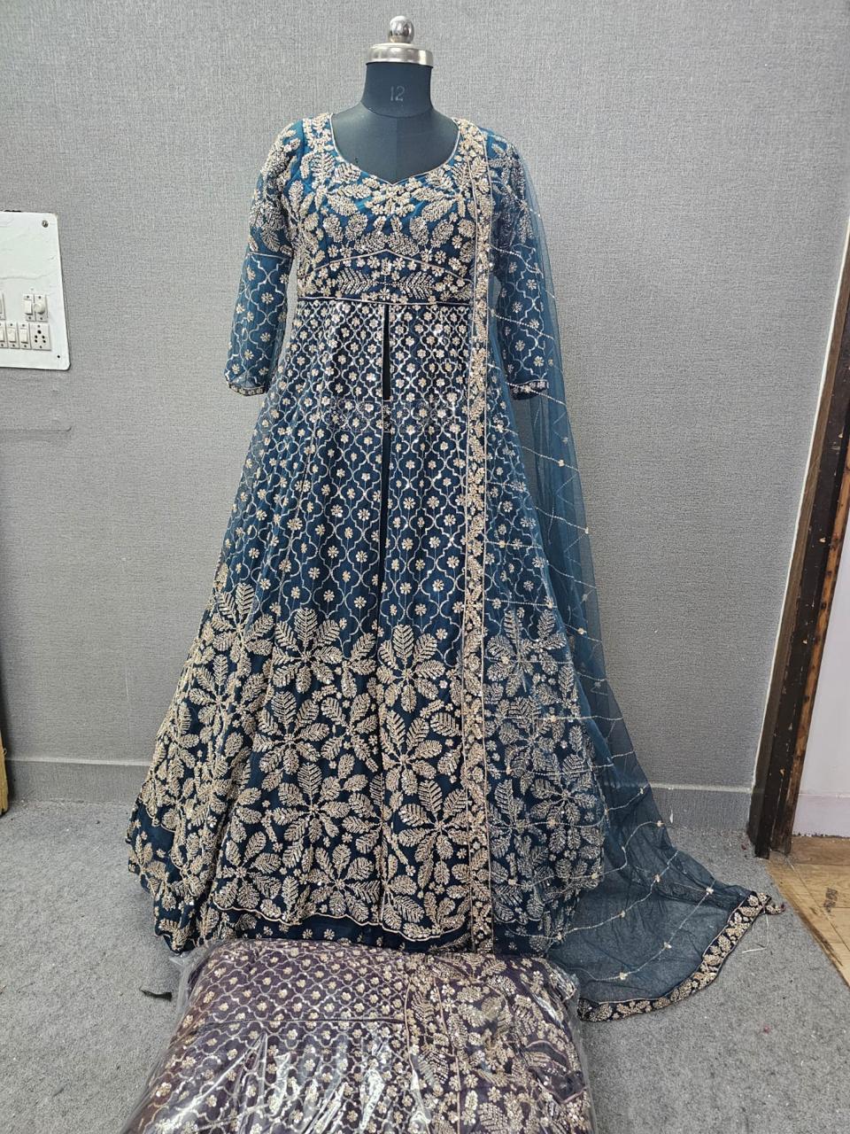 Blue Farshi garara Peplum muslim Bride Special Dress