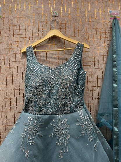 Astonishing Teal blue gown