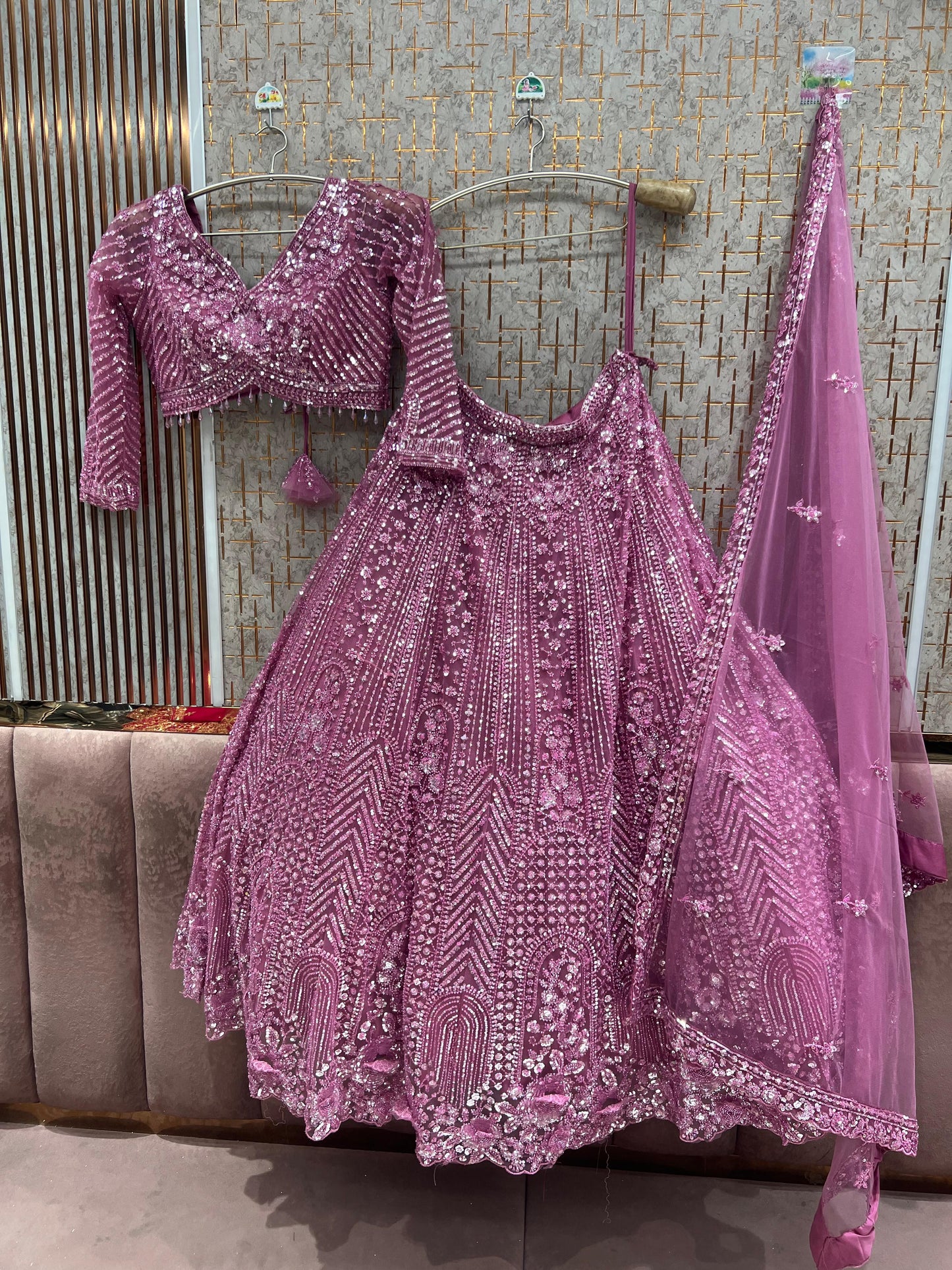 Ready to wear Monotone pink on pink crop top Lehenga - Shopping World