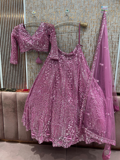 Ready to wear Monotone pink on pink crop top Lehenga - Shopping World