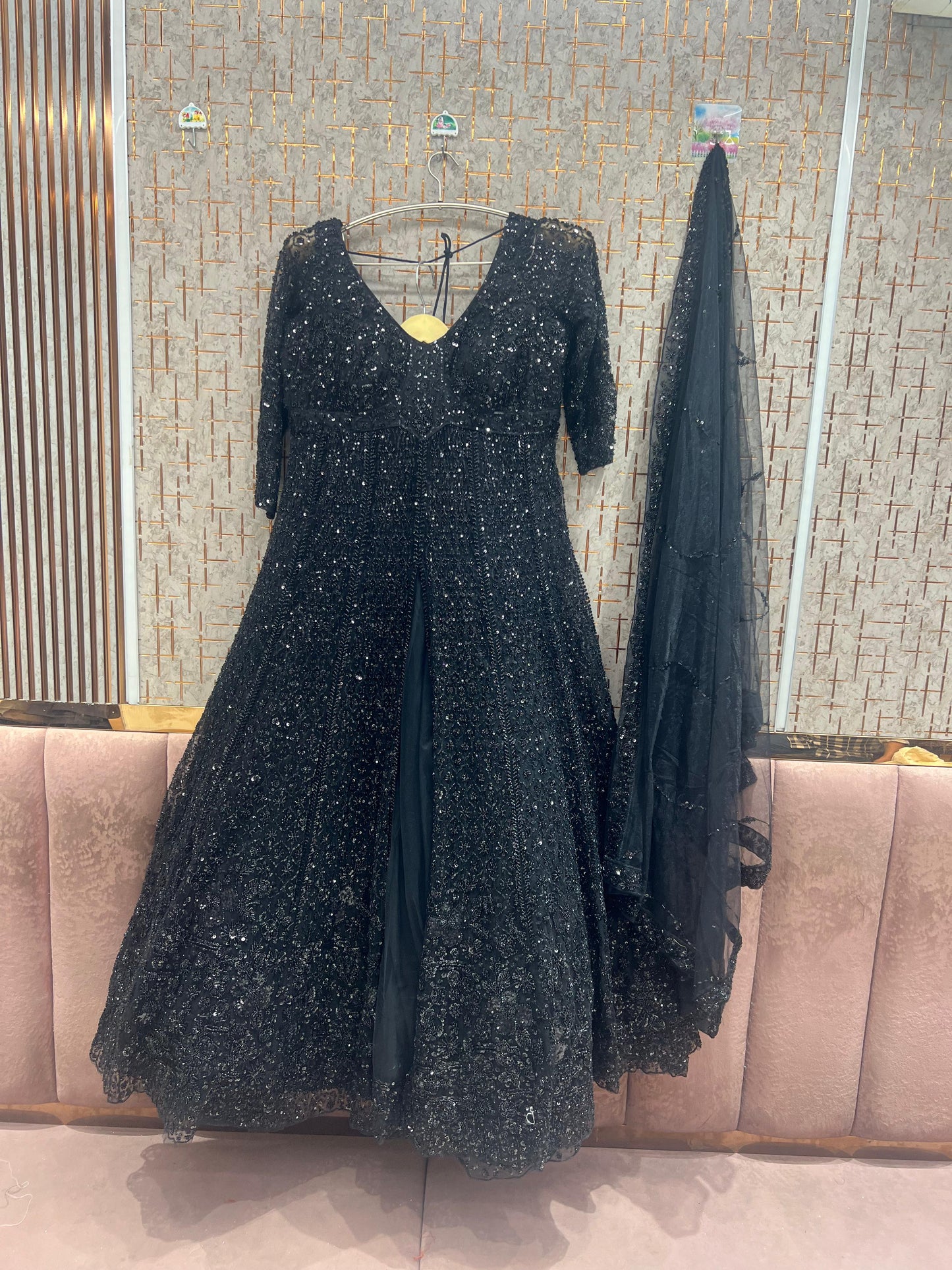 Black long peplum Dress Farshi Gaharara Dress Special
