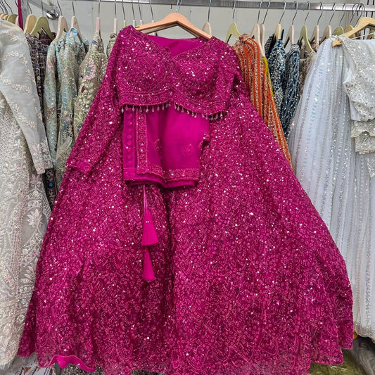Hot Pink Crop Top Lehenga