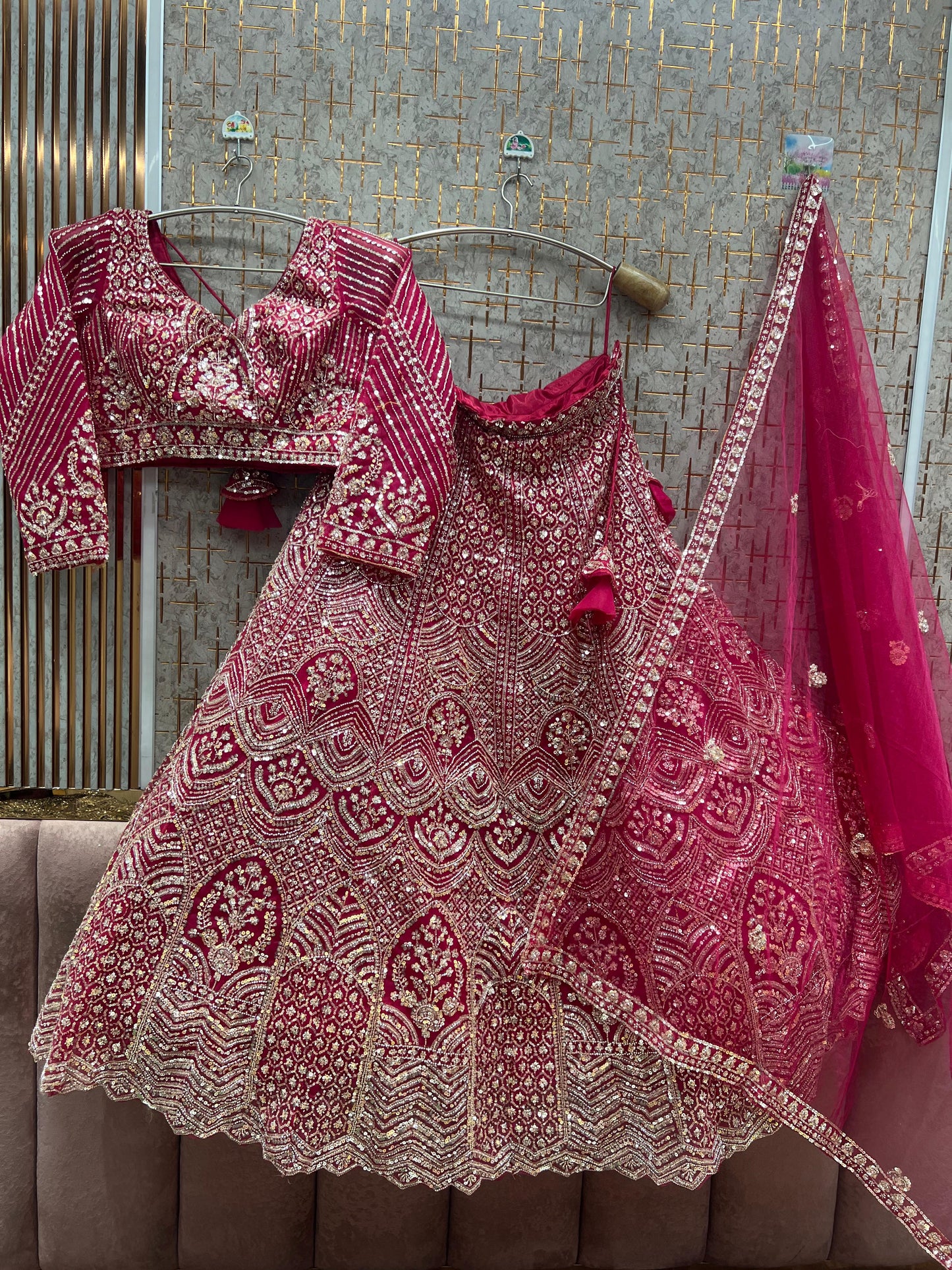 Good looking Hot Pink crop top Lehenga