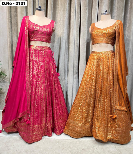Hot Pink Mustard Crop Top Lehenga