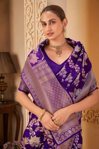 Purple Tussar Silk Saree 6073