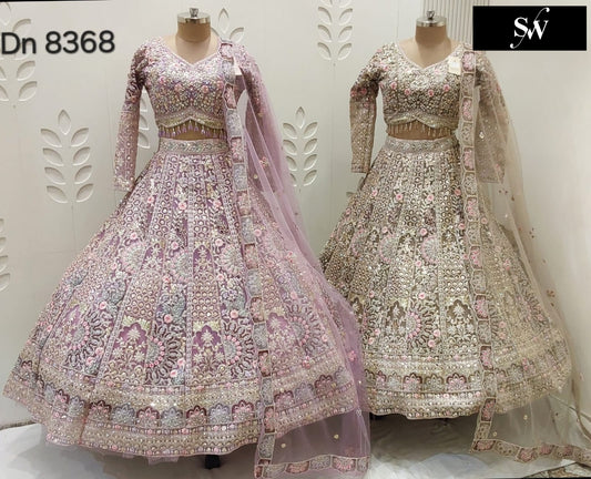 Baby Pink Beige Golden Crop Top Lehenga