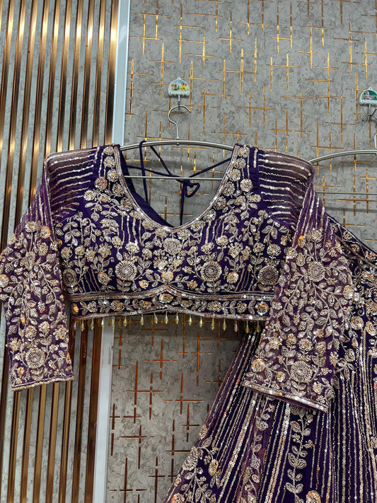 Purple Crop top Lehenga