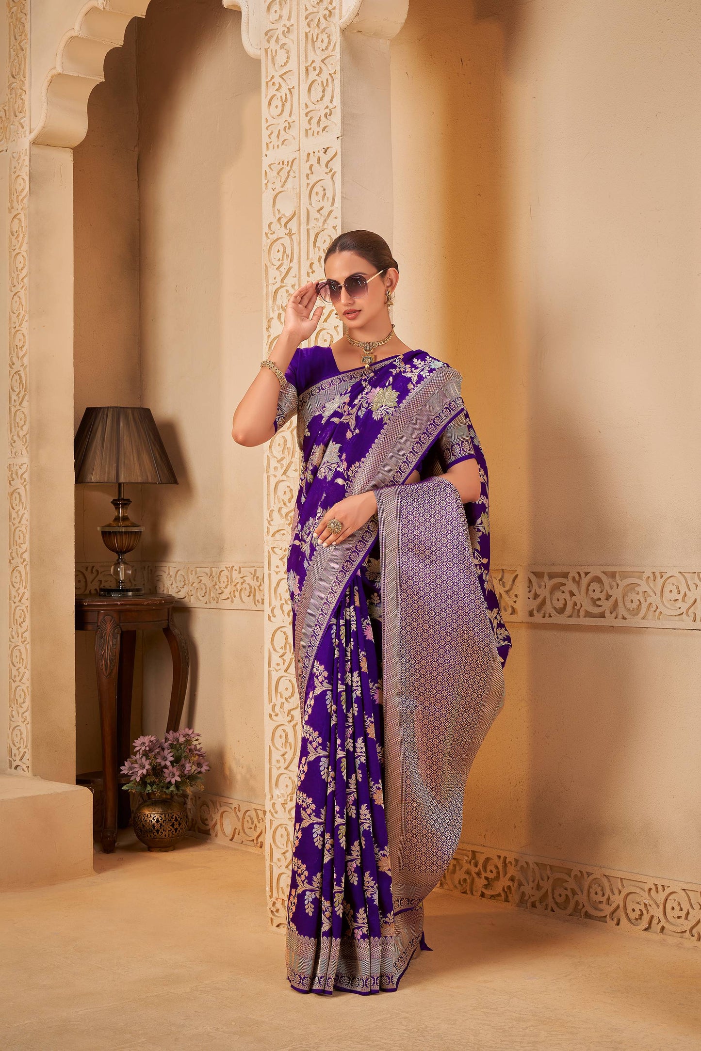 Purple Tussar Silk Saree 6073