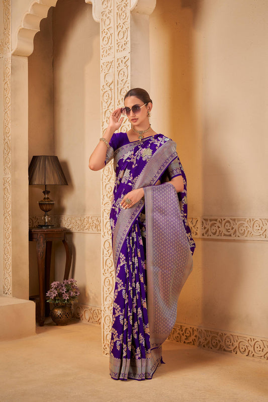 Purple Tussar Silk Saree 6073
