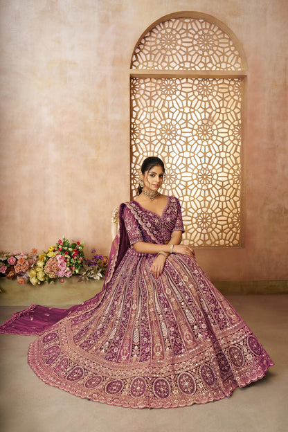Engaging dark purple girlish lehenga 04