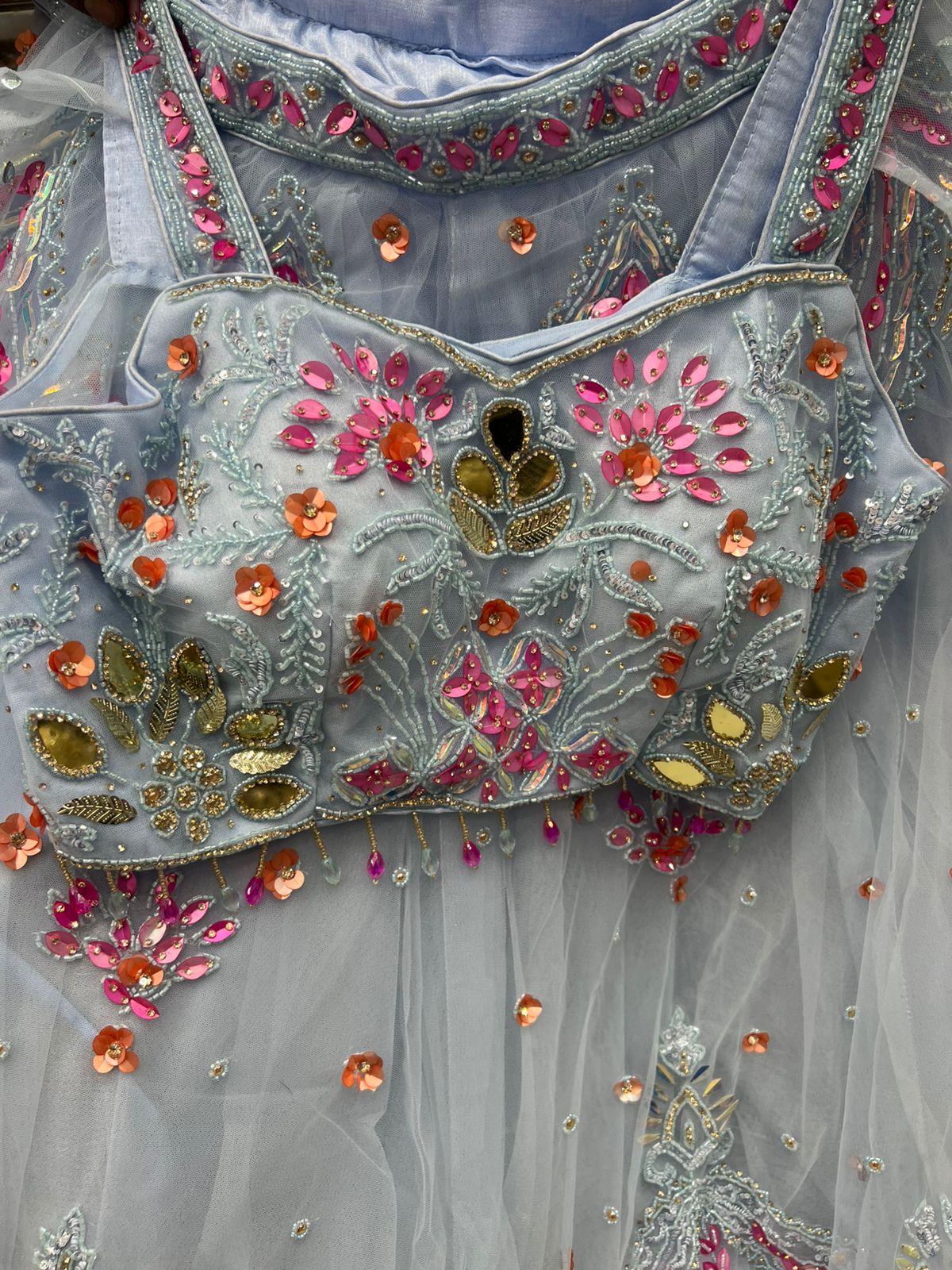Sky blue pdp Crop Top Lehenga - Shopping World