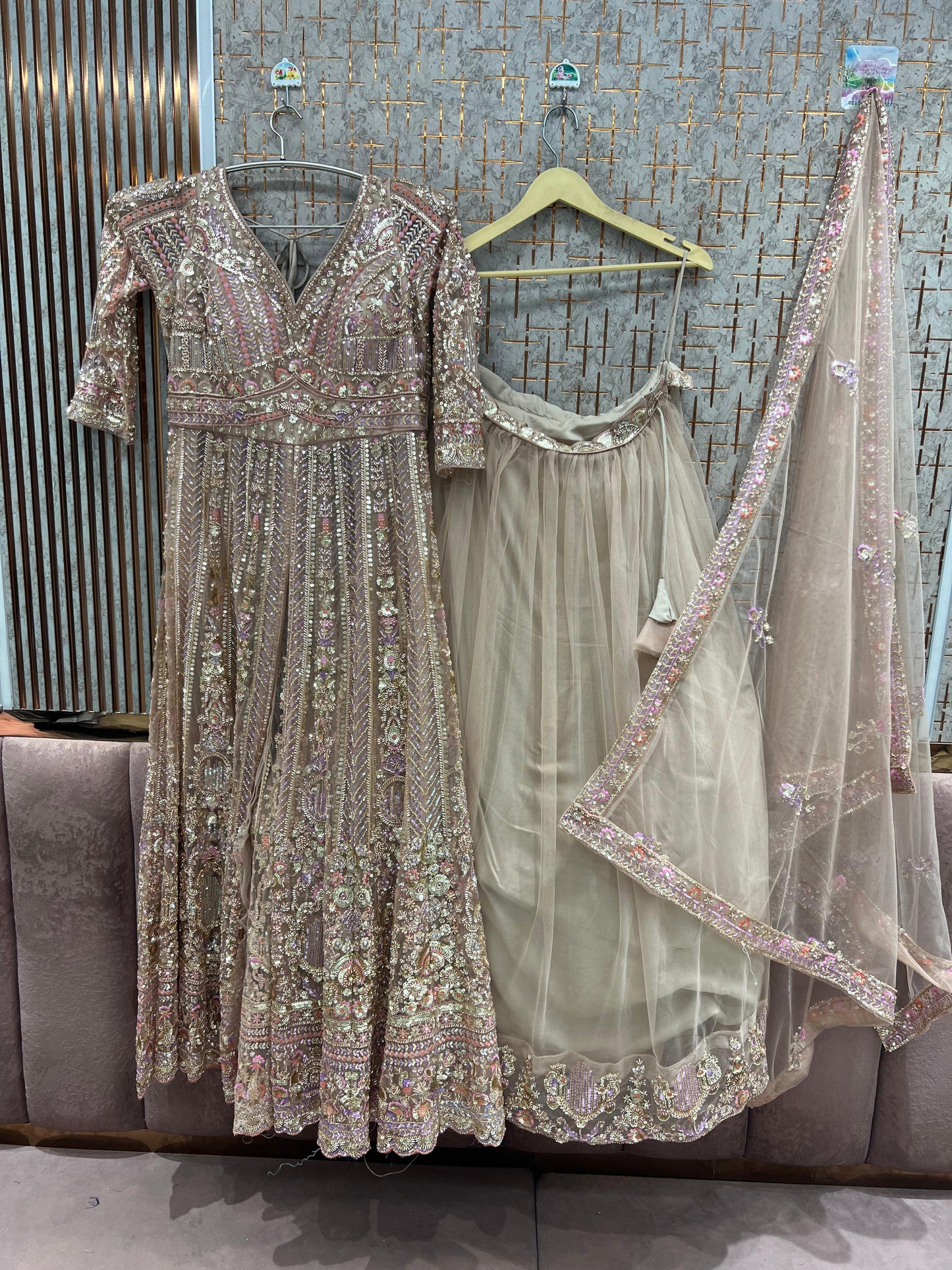 Baby Pink long Farshi Garara Peplum Dress Lehenga
