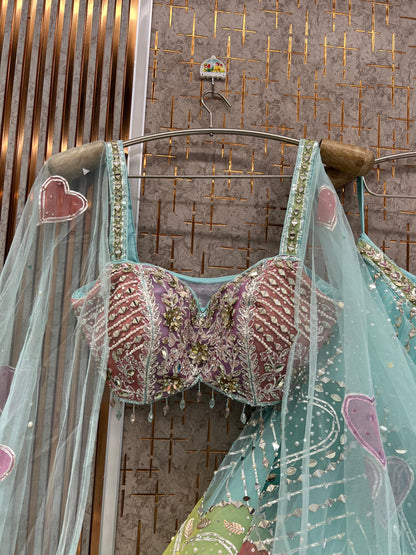 Sky Blue Pdp Crop Top Lehenga