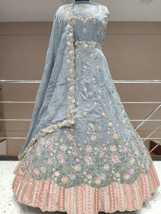 Sea Blue Designer Lehenga