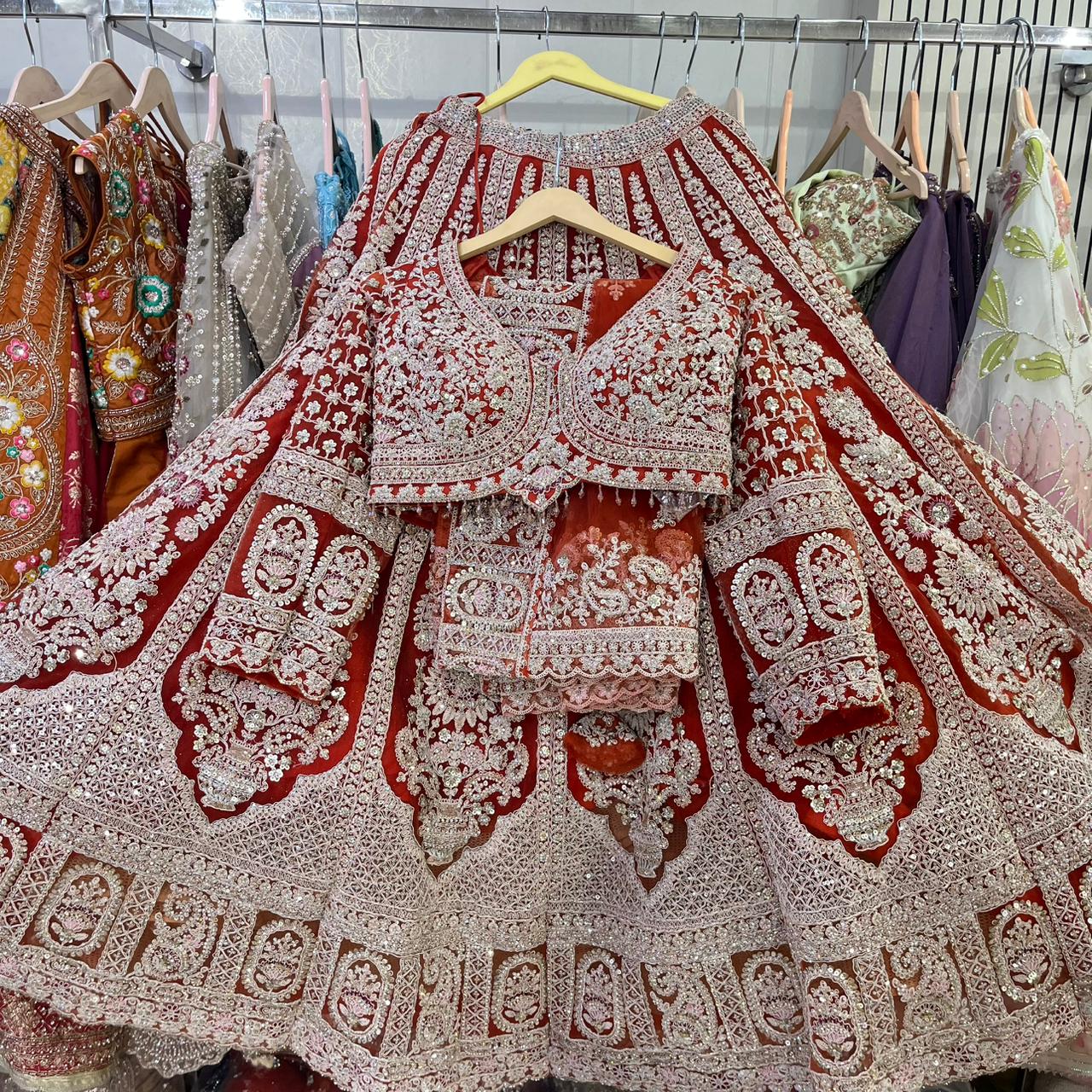 Maroon Crop Top Lehenga