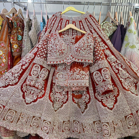 Rust Orange Crop Top Lehenga