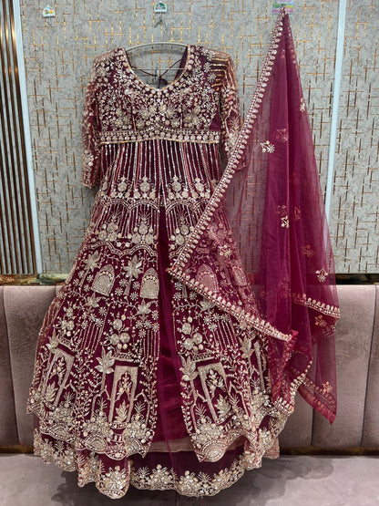 Blue long peplum Dress Farshi Gaharara Dress Special - Shopping World