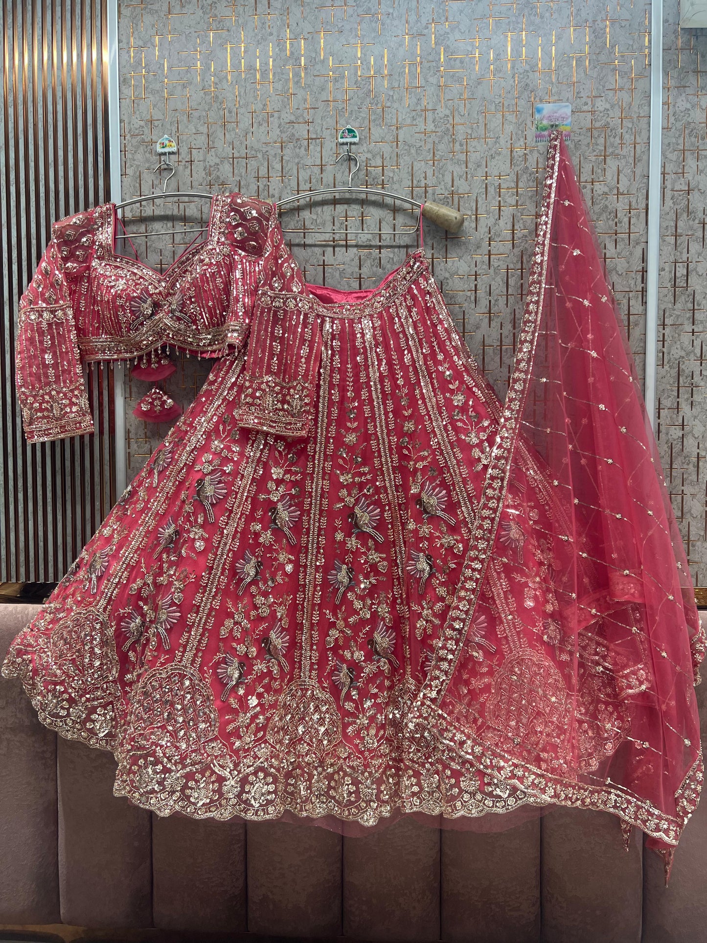 Yellow Haldi Mehendi Peacock crop Top Lehenga