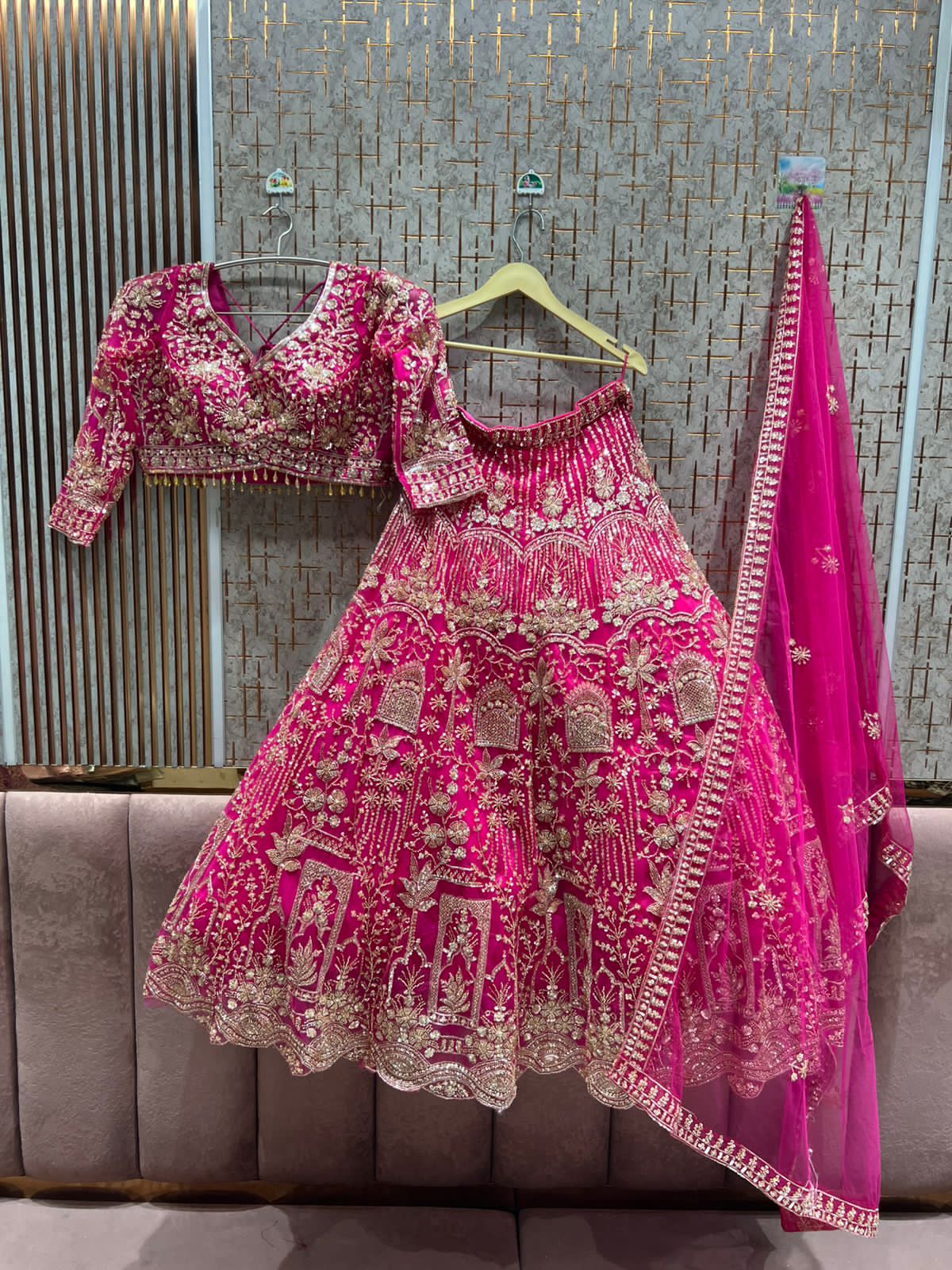 Embellished Blue Crop Top  Lehenga