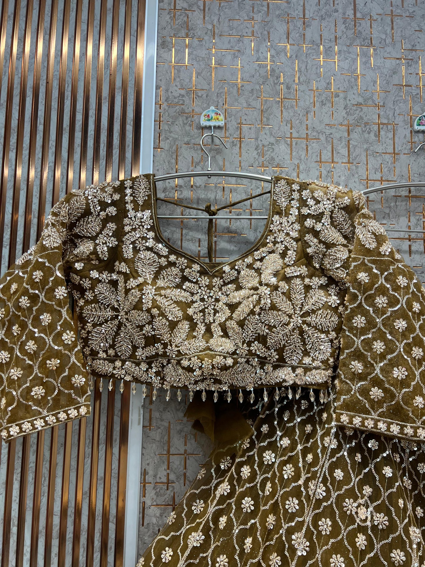 Fantastic Rust Orange Floral Crop top Lehenga