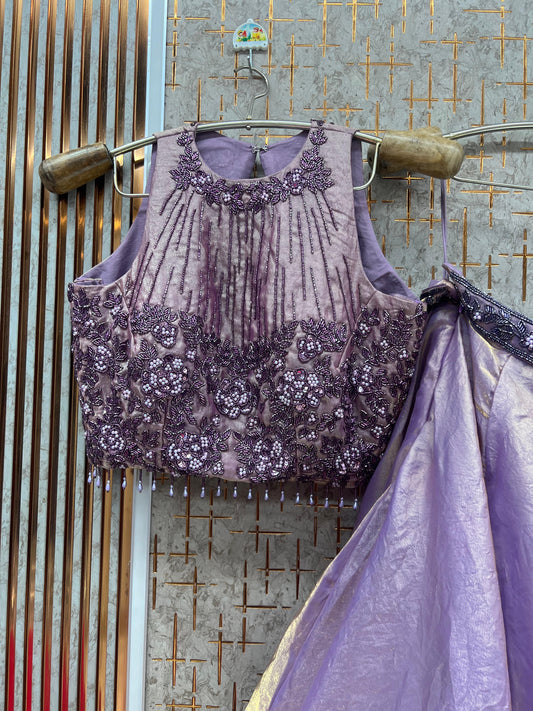 Lavender Crop Top Lehenga - Shopping World