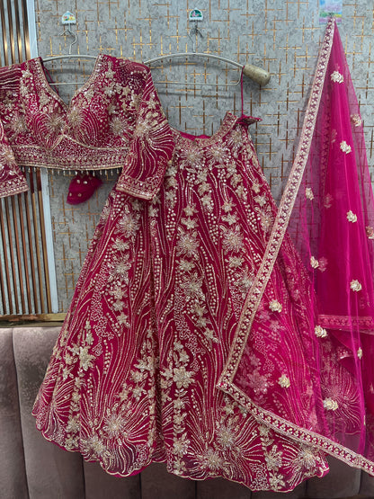 Hot pink Crop Top Lehenga