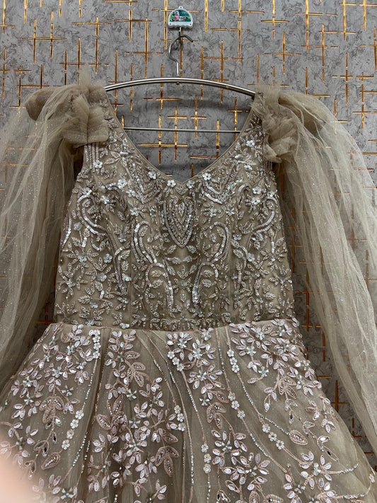 Peach Heavy Handwork Gown