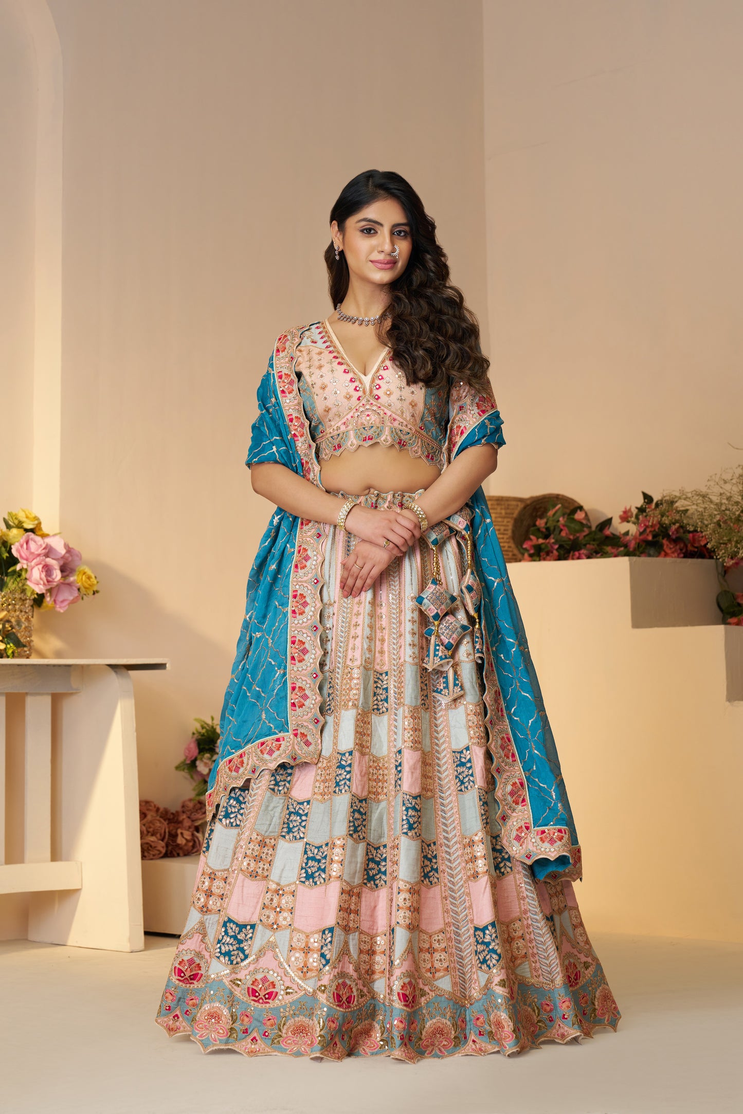 Glamouors sky blue girlish lehenga 128