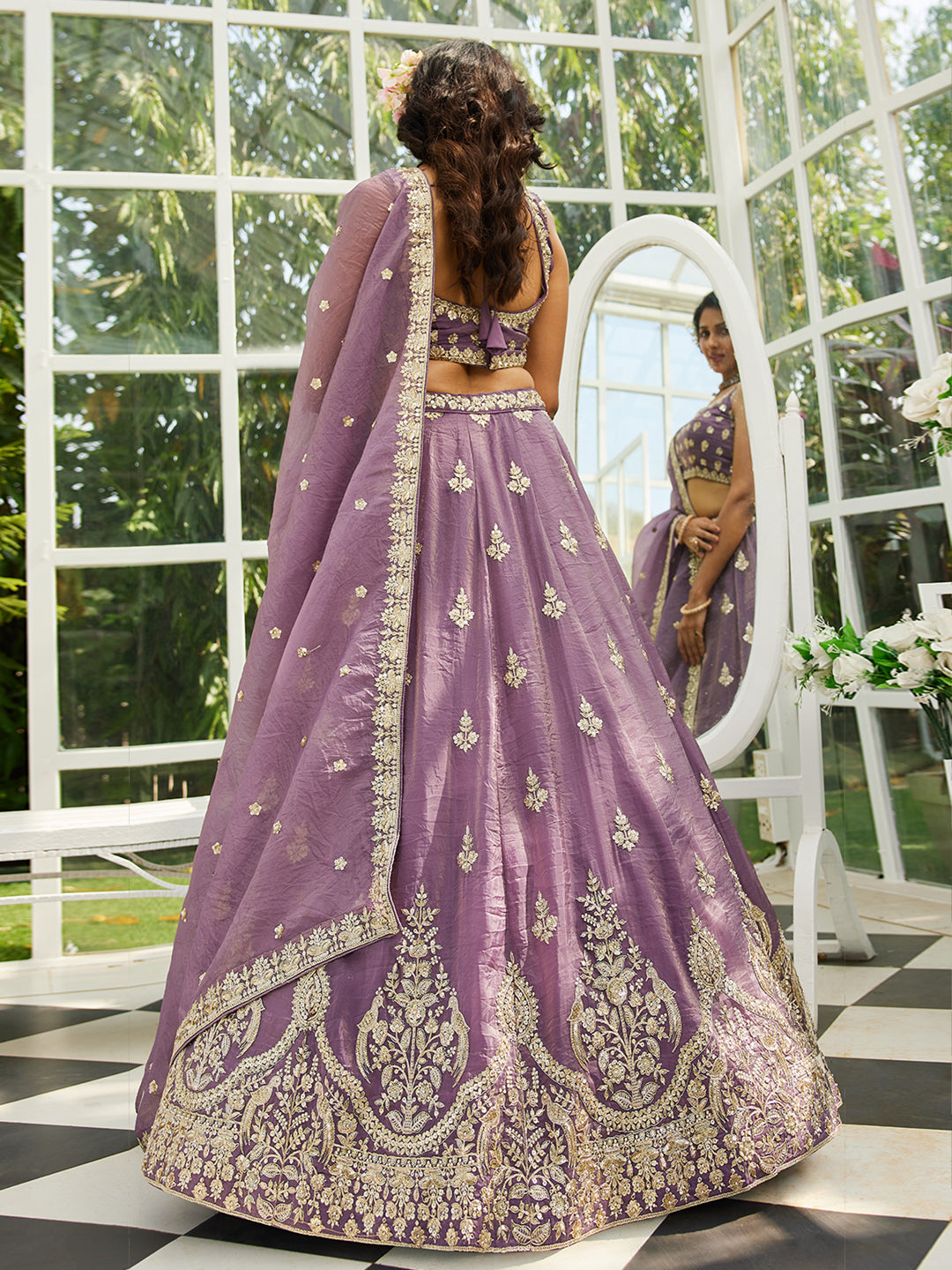 Pink Shaded Heavy Designer Embroidered Patchwork Silk Semi Stitched lehenga