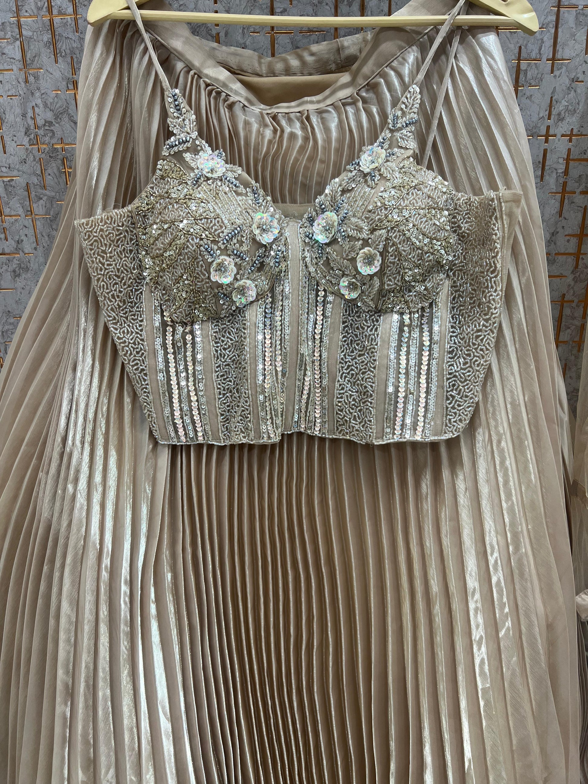 Golden Crop Top Lehenga - Shopping World