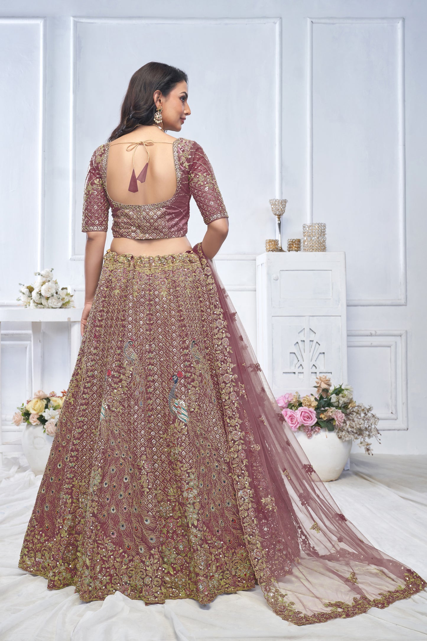 Amazing pink peacock lehenga