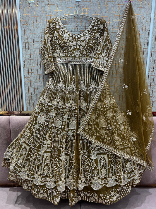 Gorgeous Mustard Farshi garara muslim Bride Special Dress